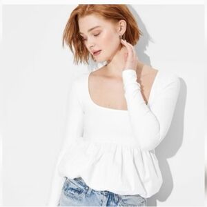 NWT.  Wild Fable White Peplum Blouse